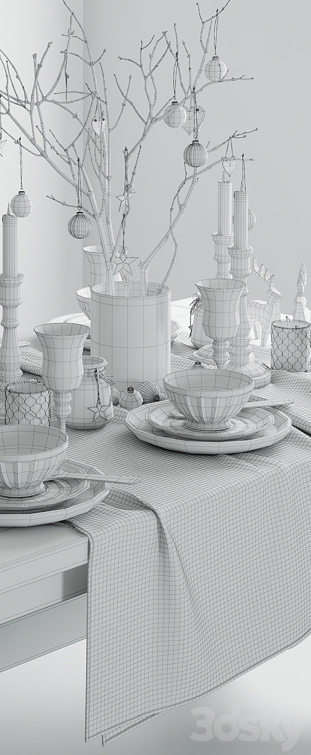 Festive table setting 3DS Max Model - thumbnail 3