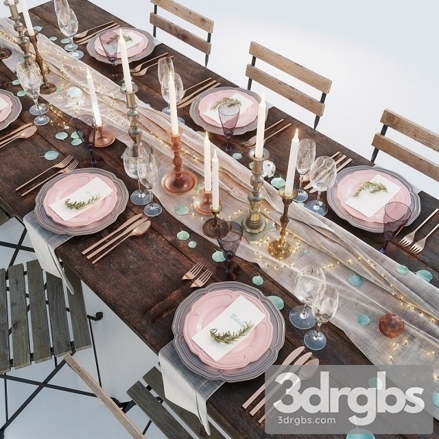 Festive Table Setting Pink 3dsmax Download - thumbnail 1