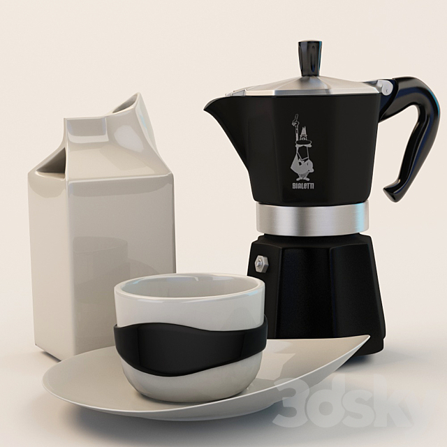 Geyser coffee. milk jug and a cup 3DSMax File - thumbnail 1