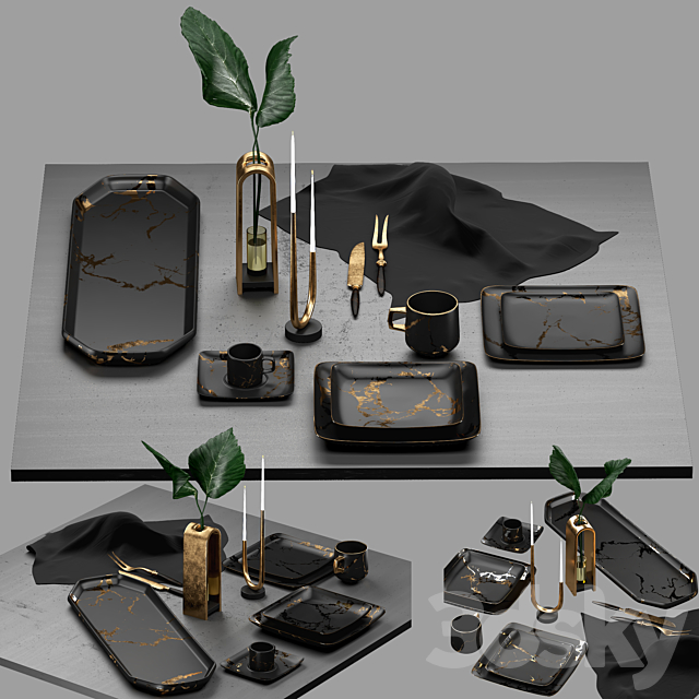 Gold_Design_Plate_Set 3DSMax File - thumbnail 1