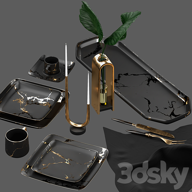 Gold_Design_Plate_Set 3DSMax File - thumbnail 2