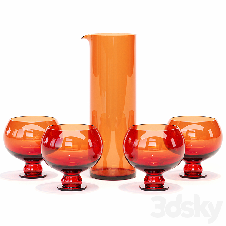 HKliving \/ Funky Orange Glassware Set 3DS Max - thumbnail 1