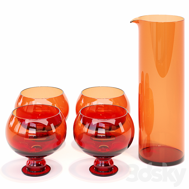 HKliving \/ Funky Orange Glassware Set 3DS Max - thumbnail 2