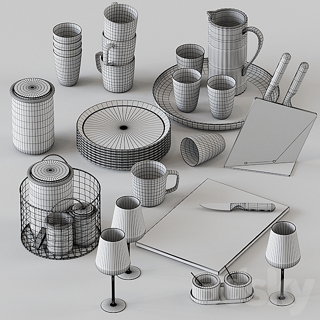 H&M decorative set for the kitchen 3DS Max Model - thumbnail 2