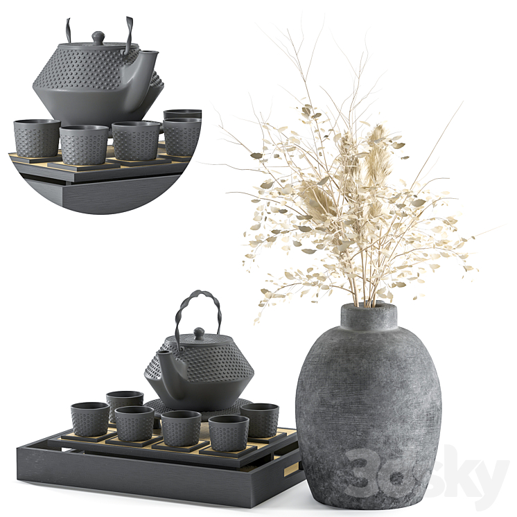 japan teapot tableware 07 3DS Max Model - thumbnail 1