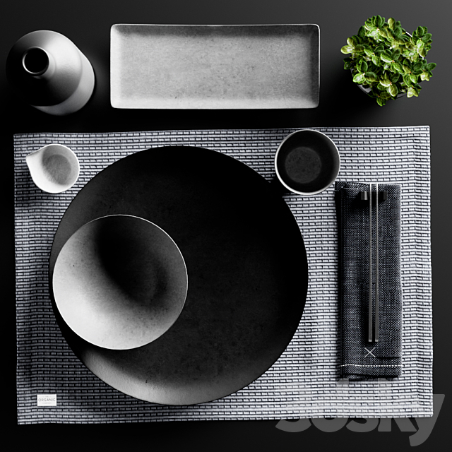 Japanese minimalist Sushi set with Plant from Chalk and Moss 3DSMax File - thumbnail 2