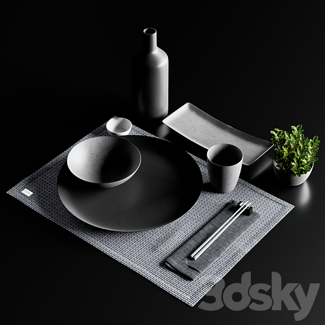 Japanese minimalist Sushi set with Plant from Chalk and Moss 3DSMax File - thumbnail 3