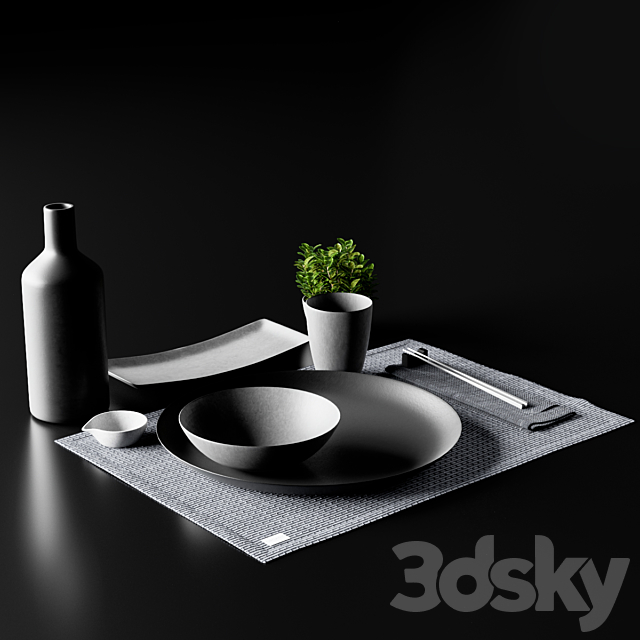 Japanese minimalist Sushi set with Plant from Chalk and Moss 3DSMax File - thumbnail 4