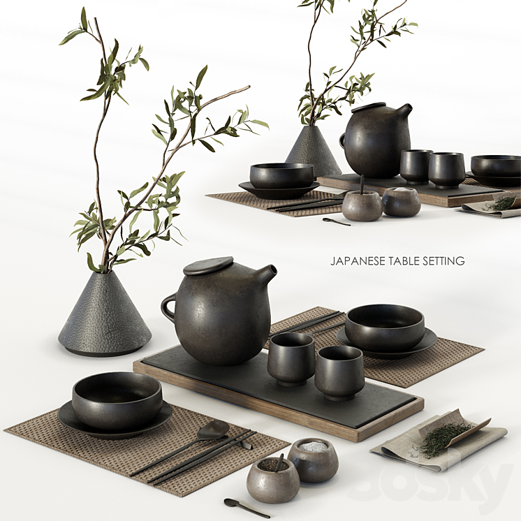 Japanese table setting 3DS Max - thumbnail 1