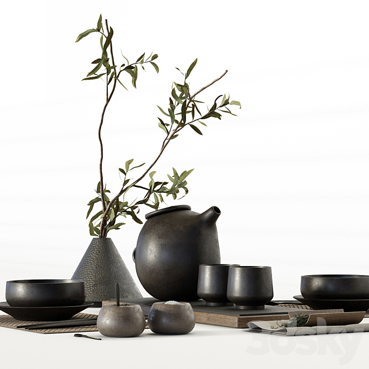 Japanese table setting 3DS Max - thumbnail 2