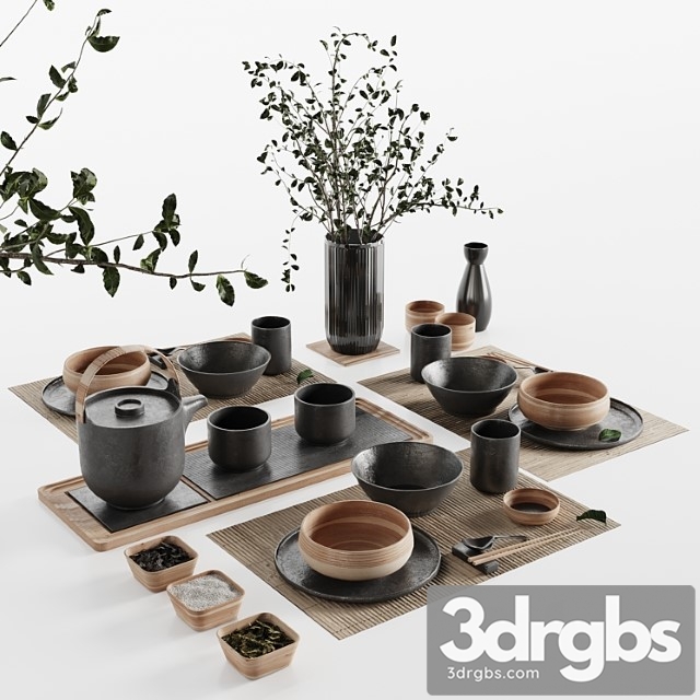 Japanese Tableware Set 20 3dsmax Download - thumbnail 1