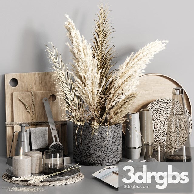 Kitchen accessories 024 with dried plants - thumbnail 1