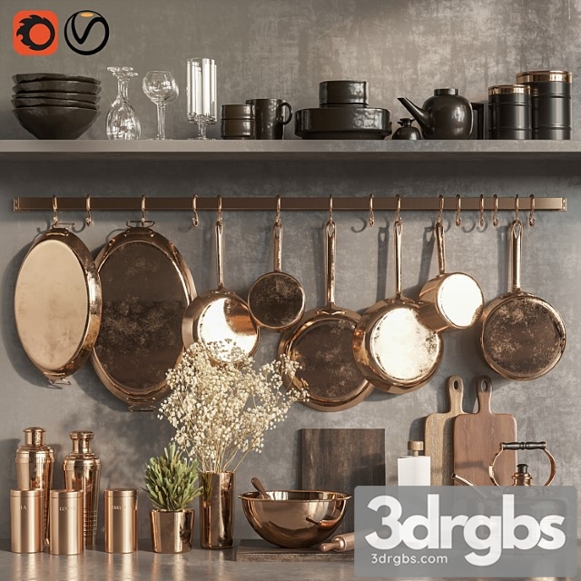 Kitchen accessories set01 3dsmax Download - thumbnail 1