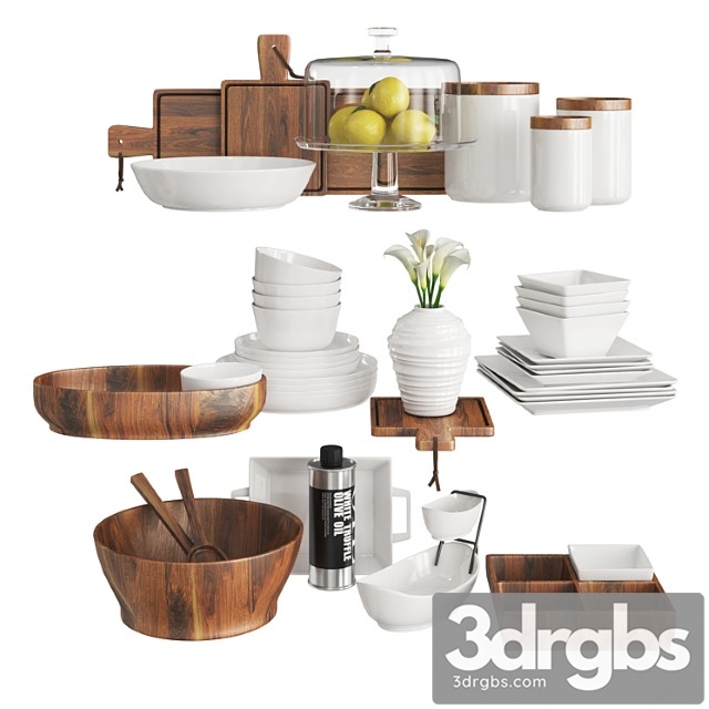 Kitchen Set Wood And White 3dsmax Download - thumbnail 1