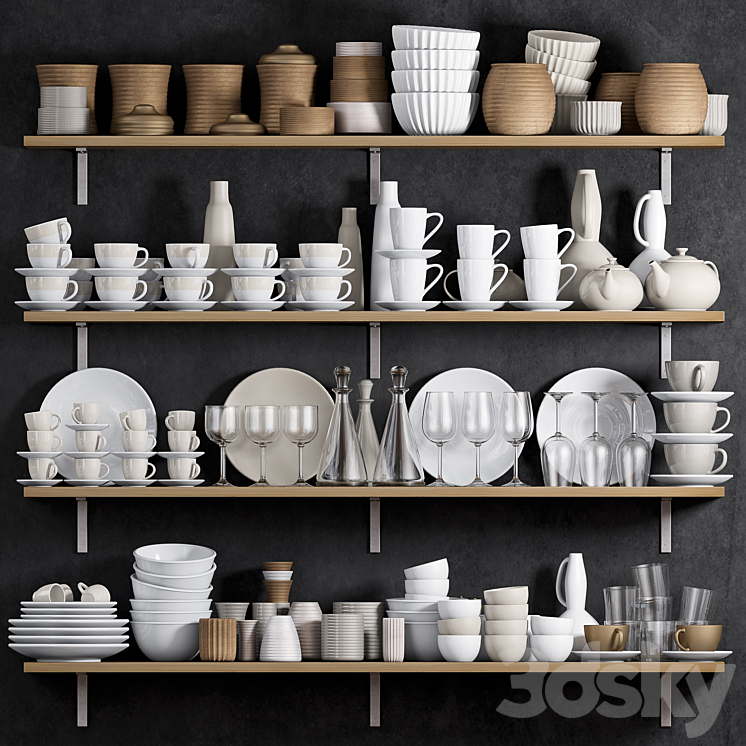 KITCHEN SHELF WITH UTENSILS 3DS Max - thumbnail 1