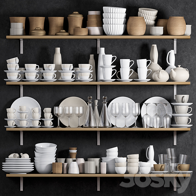 KITCHEN SHELF WITH UTENSILS 3DSMax File - thumbnail 1