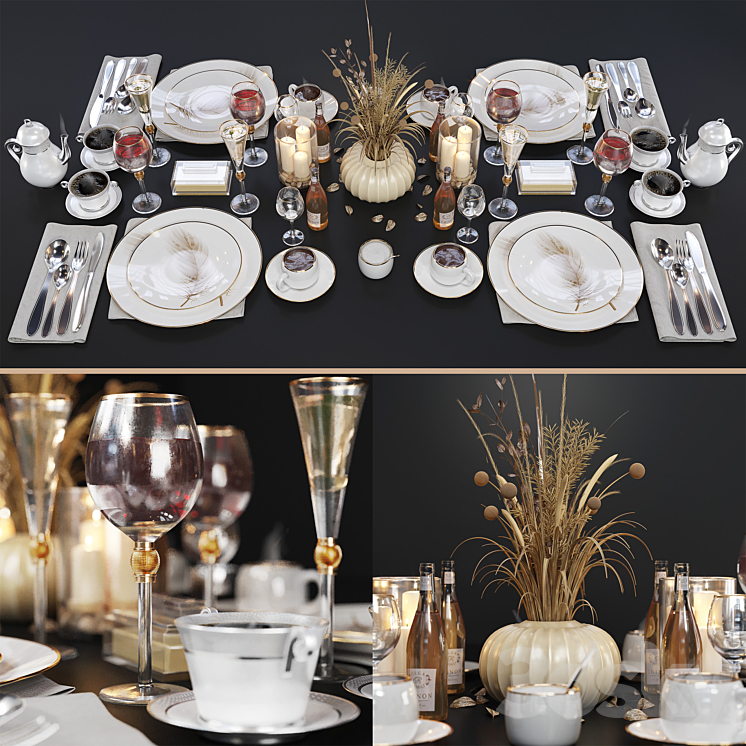 Luxury table setting 3DS Max - thumbnail 1