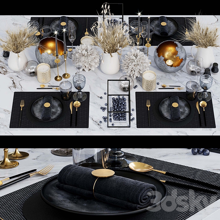 Luxury table setting 3DS Max - thumbnail 1