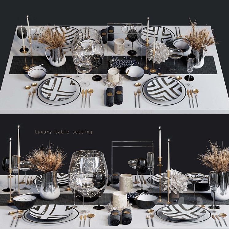 Luxury table setting L 3DS Max - thumbnail 1