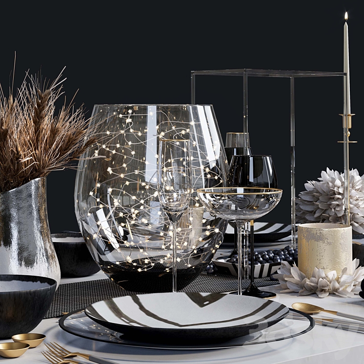 Luxury table setting L 3DS Max - thumbnail 2