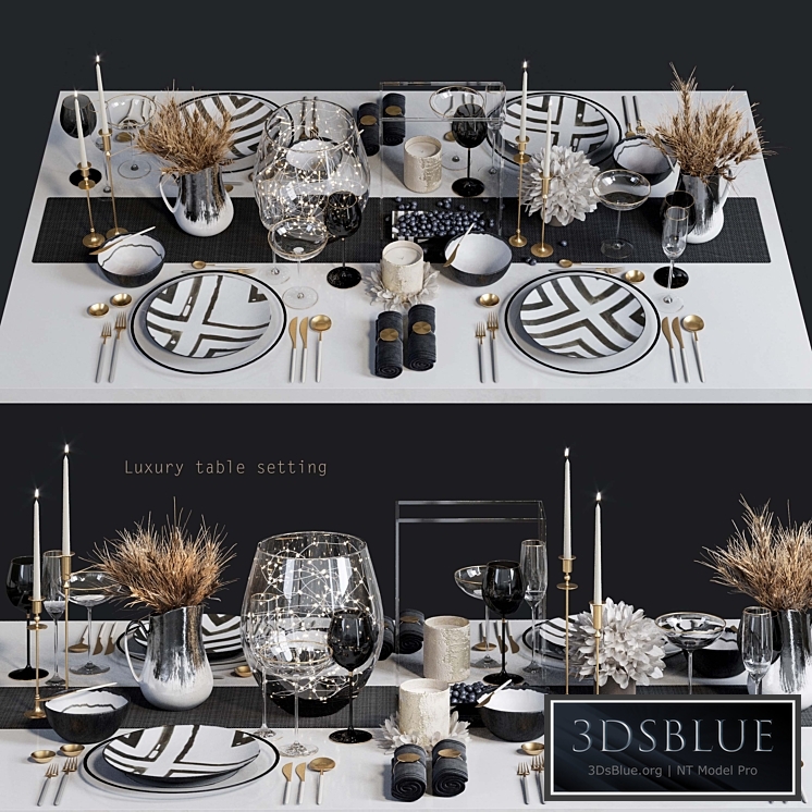 Luxury table setting L 3DS Max - thumbnail 3