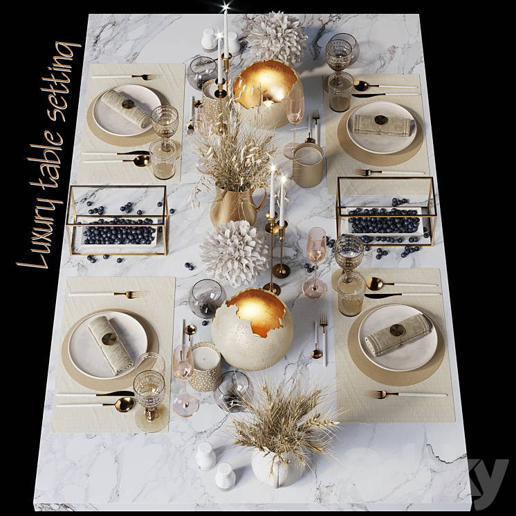 Luxury table setting W 3DS Max - thumbnail 1