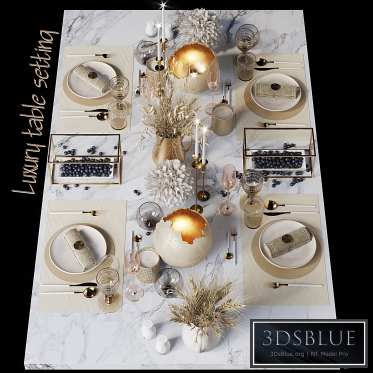 Luxury table setting W 3DS Max - thumbnail 3