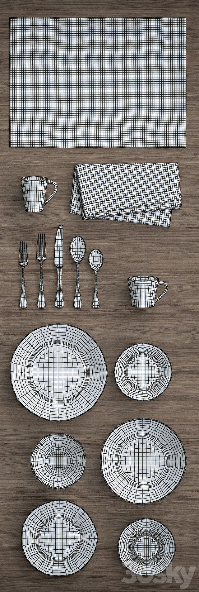 Marin Dinnerware collection by Crate&Barrel 3DSMax File - thumbnail 3