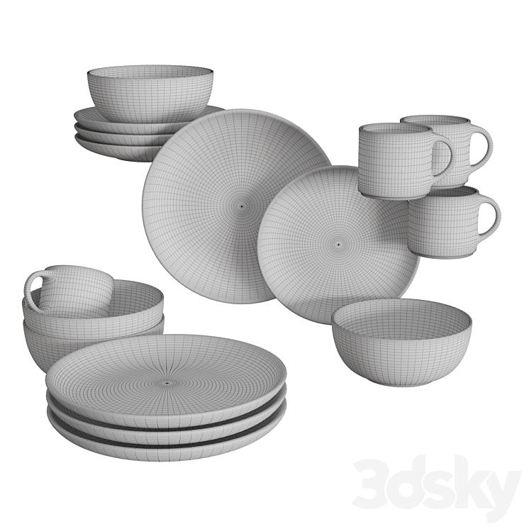 Mason 16-Piece Dinnerware Set 3DS Max - thumbnail 2