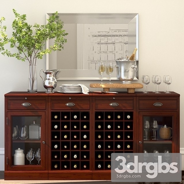 Modular Bar Buffet Wine Grid Bases Cabinet 3dsmax Download - thumbnail 1