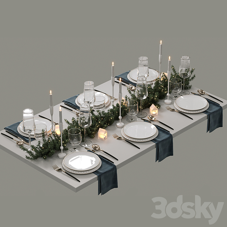 New Year's table setting 3DS Max - thumbnail 3