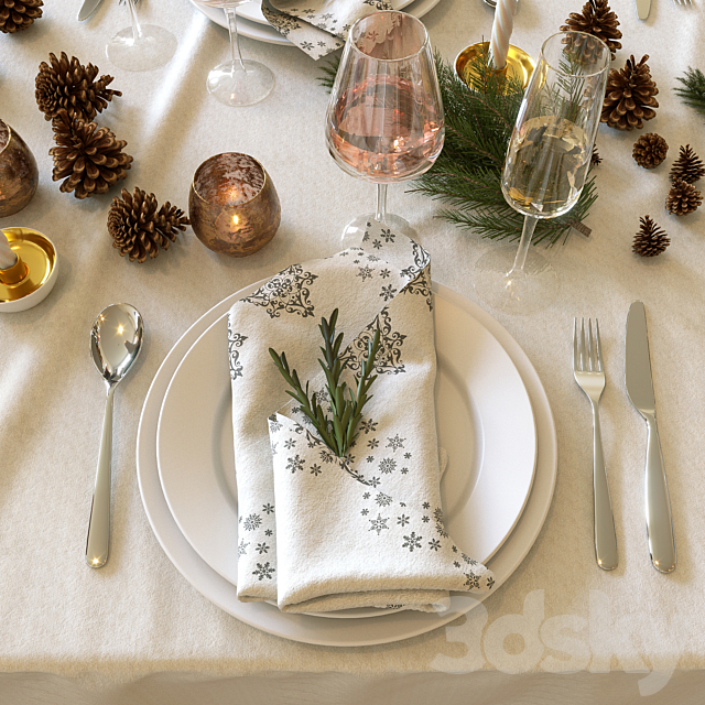 New year’s table setting 3DSMax File - thumbnail 2