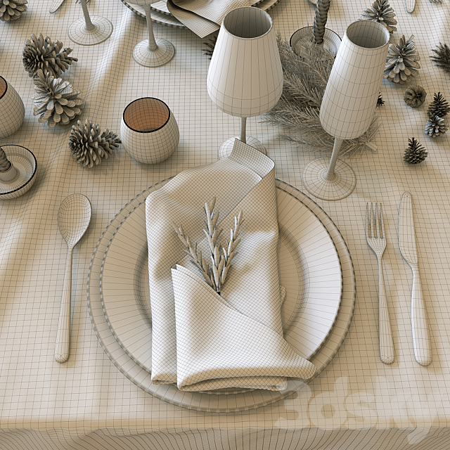 New year’s table setting 3DSMax File - thumbnail 5