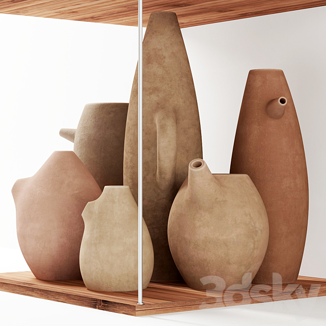 Old-style pottery shelf 3ds Max - thumbnail 2