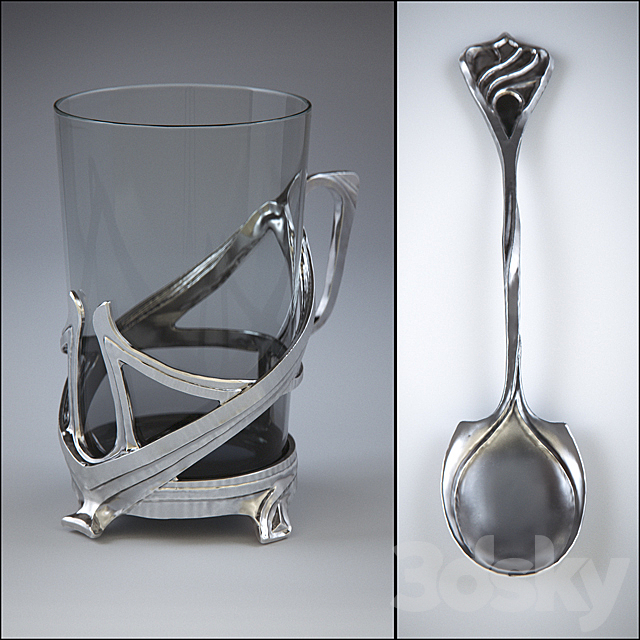 Polished pot with art nouveau decoration 3ds Max - thumbnail 2