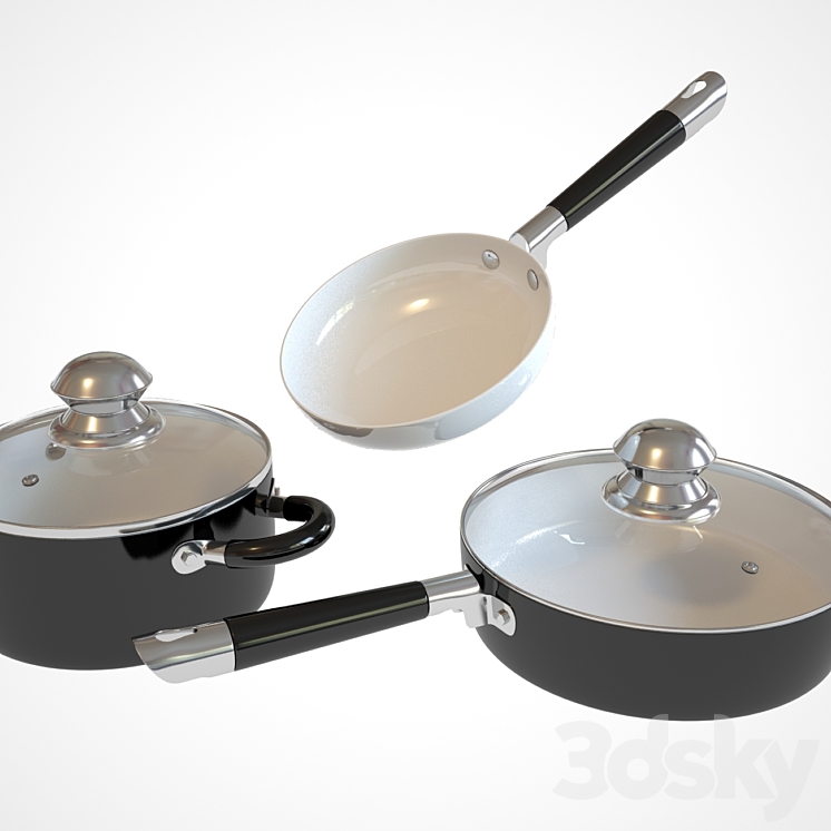 pots and pans 3DS Max Model - thumbnail 1