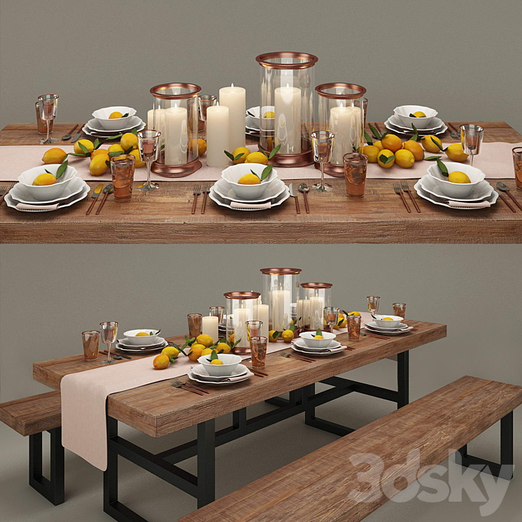 Pottery Barn Dinner Set 3DS Max - thumbnail 2