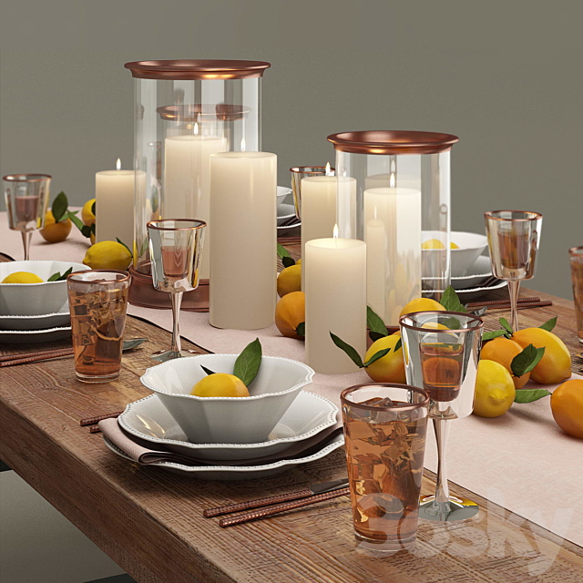 Pottery Barn Dinner Set 3DSMax File - thumbnail 1