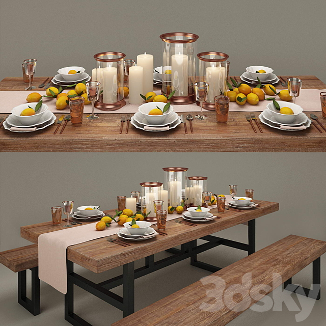 Pottery Barn Dinner Set 3DSMax File - thumbnail 2