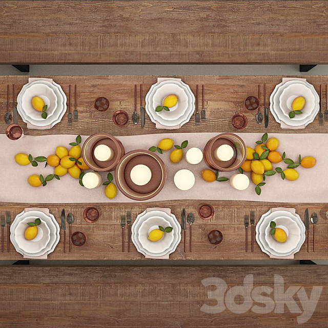 Pottery Barn Dinner Set 3DSMax File - thumbnail 3