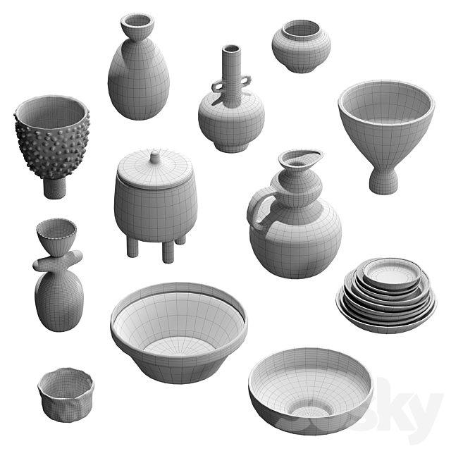 Pottery set v1 3DSMax File - thumbnail 2