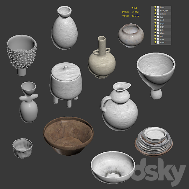 Pottery set v1 3DSMax File - thumbnail 3