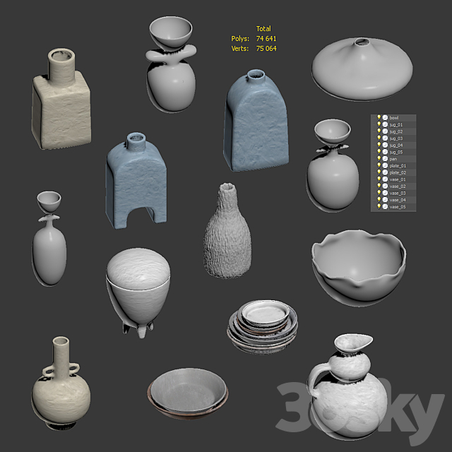 Pottery set v2 3DSMax File - thumbnail 3