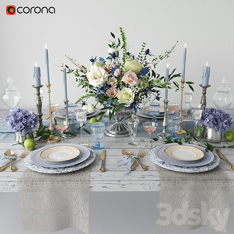 Provence style table setting 3DS Max Model - thumbnail 1