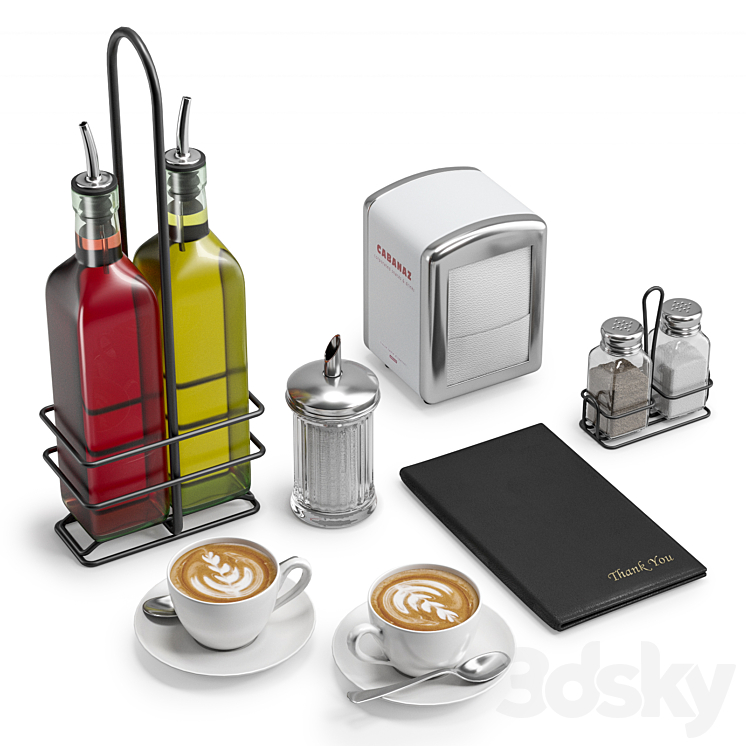 Restaurant Table Decor Set 1 3DS Max - thumbnail 1