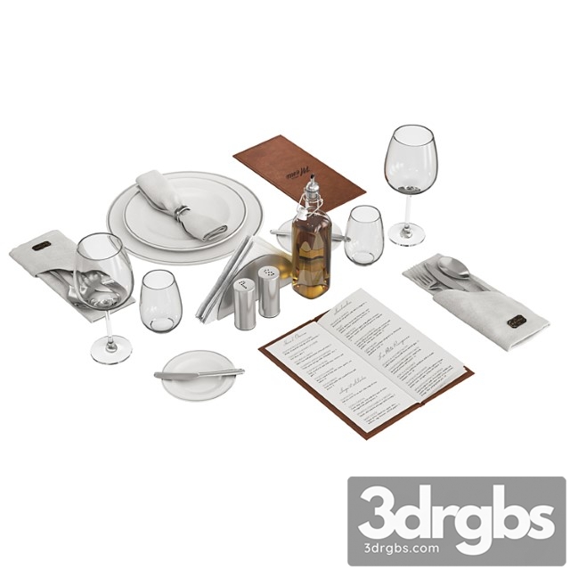 Restaurant table decorative set 3dsmax Download - thumbnail 1