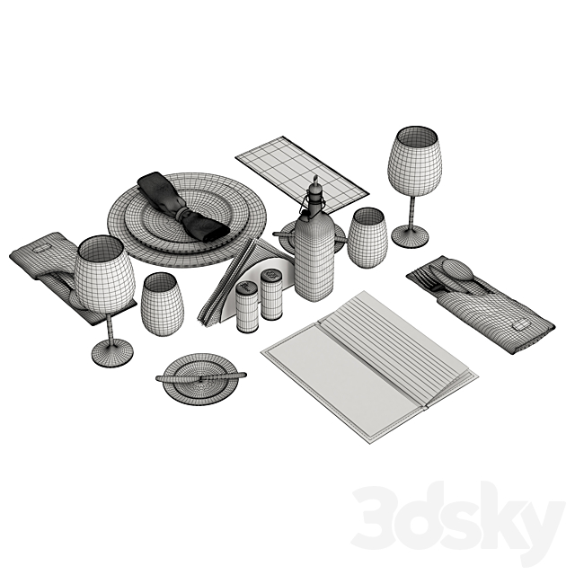 Restaurant table decorative set 3DSMax File - thumbnail 2