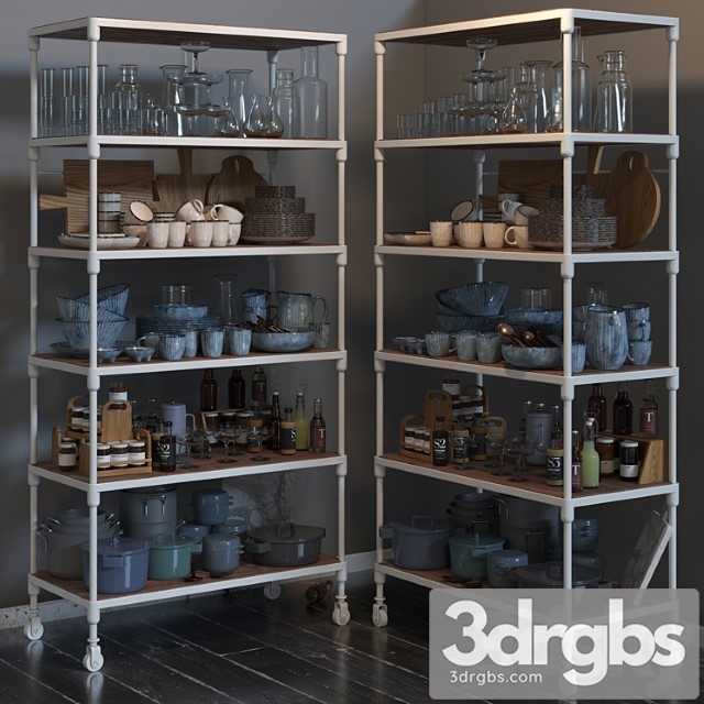 Rh dutch industrial single shelving and kitchen set 3dsmax Download - thumbnail 1