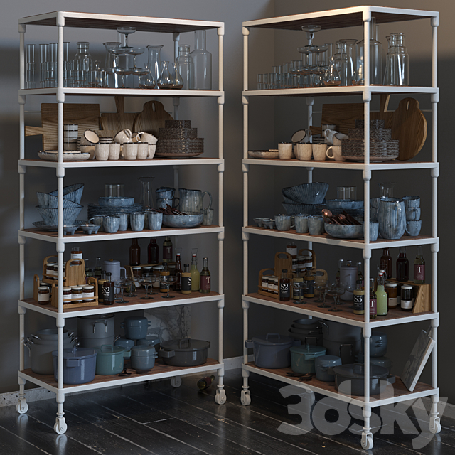 RH DUTCH INDUSTRIAL SINGLE SHELVING and kitchen set 3DSMax File - thumbnail 1