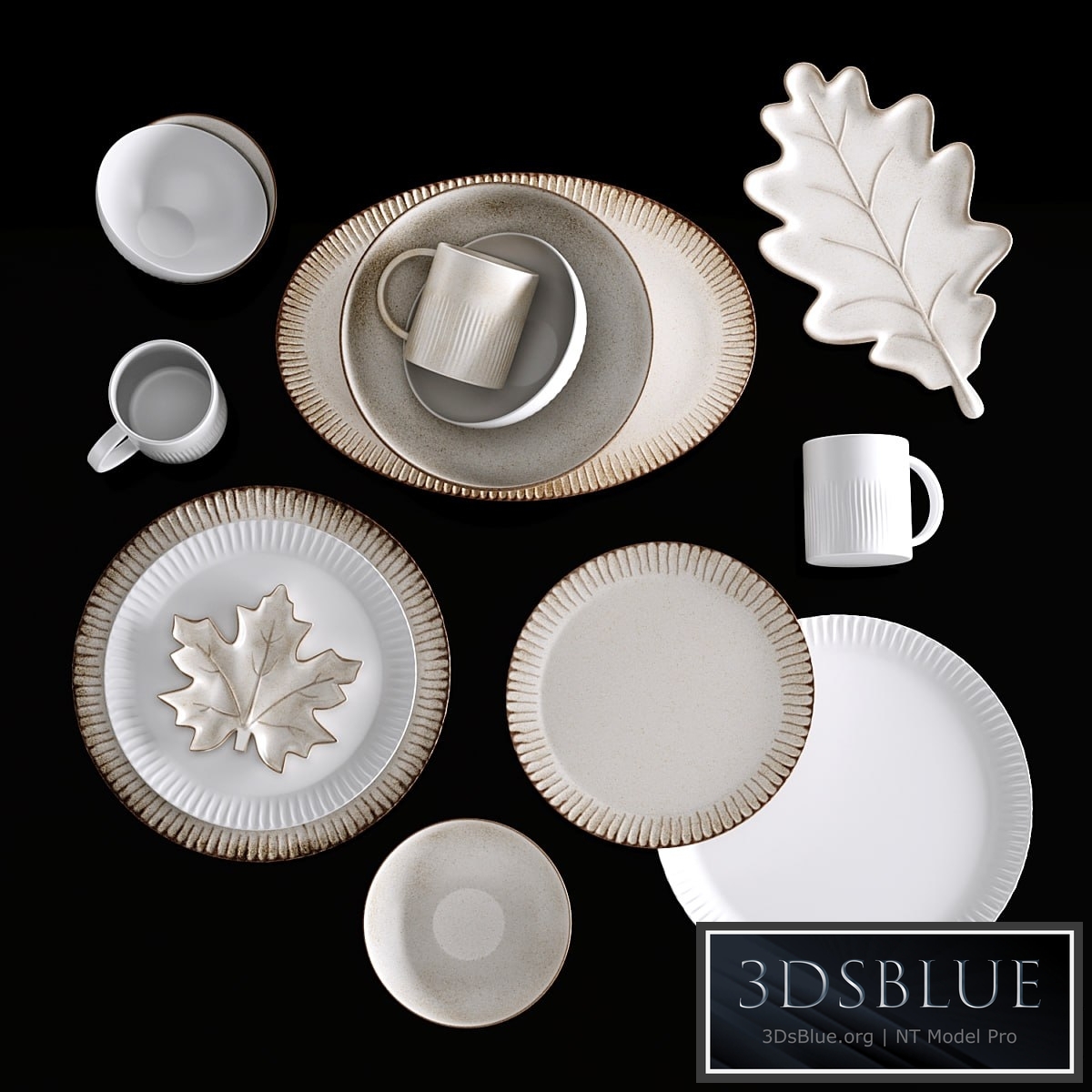 Ridge Textured Stoneware Dinnerware Collection 3DS Max - thumbnail 3